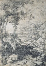 Landskab med Elijah og englen på Horeb -bjerget